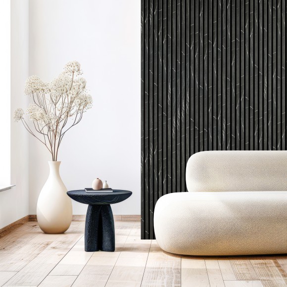 copy of Wooden Slat Wall - Vertigo - 250 x 30 x 2cm - Black - Black Felt