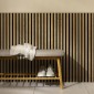 copy of Wooden slat wall panel Vertigo - 120x30x1 cm - Golden oak on black felt